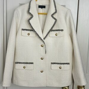Talbots Cream Tweed Blazer with Black Trim
